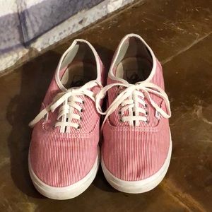 red and white striped vans